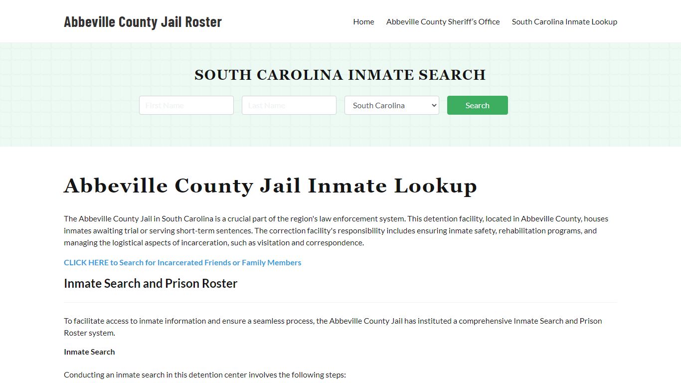 Abbeville County Jail Roster Lookup, SC, Inmate Search