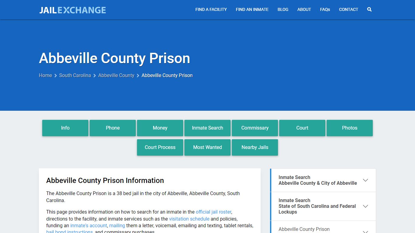 Abbeville County Prison, SC Inmate Search, Information - Jail Exchange